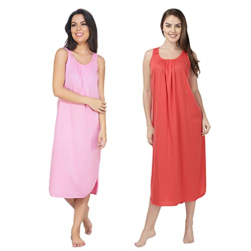 Image of BLAZON Women's Cotton Hosiery Solid Maxi Nighty Slip (Pack of 2) Available Sizes: S, M, L, XL, 2XL, 3XL, 4XL, 5XL