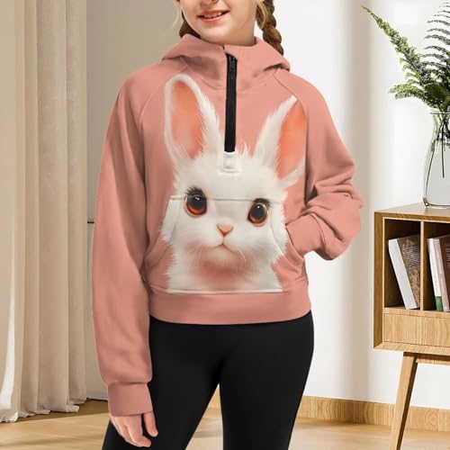 Uourmeti Half Zip Up Sweatshirts for Girls Long Sleeve Drop Shoulder Pullover Hoodies4