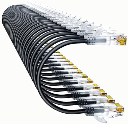 Cat6a Patch Cables 1ft (24 Pack) Slim, Cat6 Ethernet Patch Cable Pure Copper, Flexible Cat 6 Patch Cable 550MHZ 10G, Space-Saving Cat 6A Network Cables for Patch Panel, Black