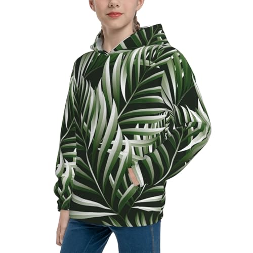 Tropical Palm Leaves1 Kid Hoodies Boys Sweatshirts Girls Pullover with Pocket2