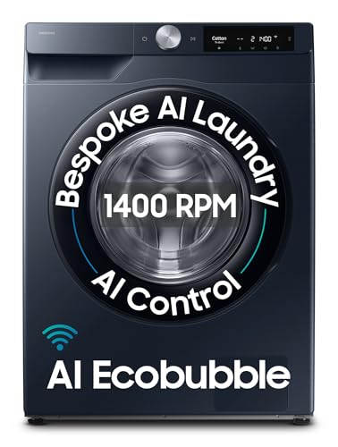 Image of Samsung 12 kg, 5star, AI Control, AI Ecobubble, Super Speed, Wi-Fi, Hygiene Steam with Inbuilt Heater, Digital Inverter, Fully-Automatic Front Load Washing Machine (WW12DG6B24ASTL, Navy)