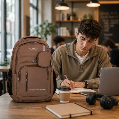 Image of MBW Korean Style Water Resistant 35L Laptop Backpack for Men & Women | Polyester Multi Compartments Bag with Side Pockets & Accessory Pouch | Travel Backpack for Office, College and School