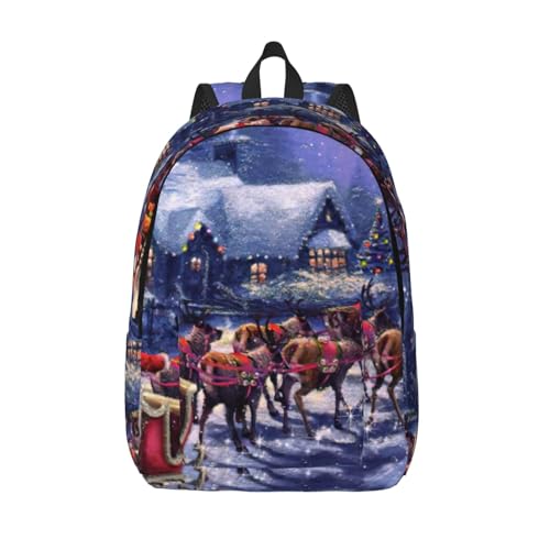 EdWal Mochila de viaje con estampado de Papá Noel y ciervo para hombre y mujer, mochila universitaria, bolsa de ordenador para viajes, Negro , M
