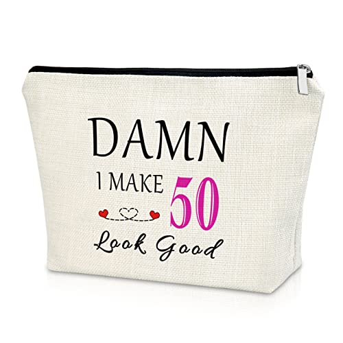 50th Birthday Gift for Wife Aunt Makeup Bag Gifts for 50 Year Old Woman Birthday Cosmetic Bag 1974 50th Happy Birthday Gifts for Grandma Mother Mother's Day Gifts Christmas Gift Cosmetic Travel Bag