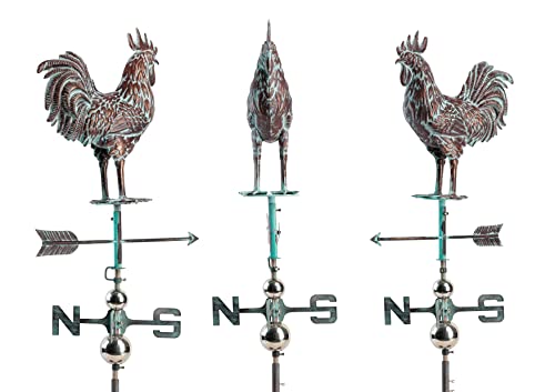 CLYB Metal Weather Vane Chicken Wind Vane - 42 in Height Rooster Weathervane Large 3D 3-Dimensiona Weathervane for Shed Garden Yard Patio Decor