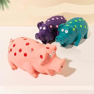 Wady 3PCS Squeaky Pig Dog Toys, Dots Latex Rubber Dog Chew Toys Grunting Pig Dog Toy That Oinks Grunts for Small Medium Dogs, Grunting Pig Sound Play Dog Toy Oinks and Grunts Fun Dog Toy Good for All Dog Sizes 8 inches Long