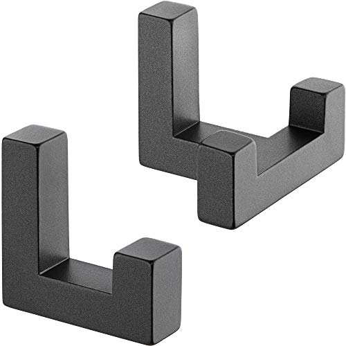 Gedotec Wand-Haken eckig Kleiderhaken Tür 1 Set - Metallhaken Vintage - TETRIS | Einzelhaken + Doppelhaken Anthrazit | Garderoben-Haken Metall unsichtbar verschraubt | Aufhänger für Wand-Montage
