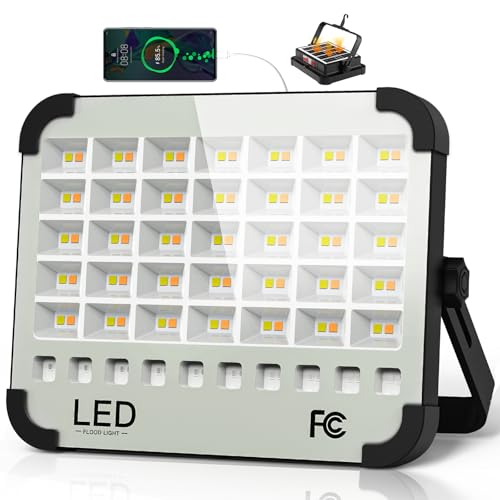 Image of 200W LED Solar Work Light Rechargeable, Sinear 20000LM Magnetic Portable Light, 20000mAh with 5 Modes, IP66 Waterproof for Outdoor Camping, Car Repair, Building, Workshop, Garage, Emergency