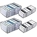 4 Pcs Organizer Armadio Cassetti,Organizer jeans Armadio,Organizer Magliette,Contenitori Pieghevoli per Vestiti, Cassetti Organizer con 7 Scomparti,per Riporre Magliette,Jeans,Calzini,Cravatte,Sciarpe