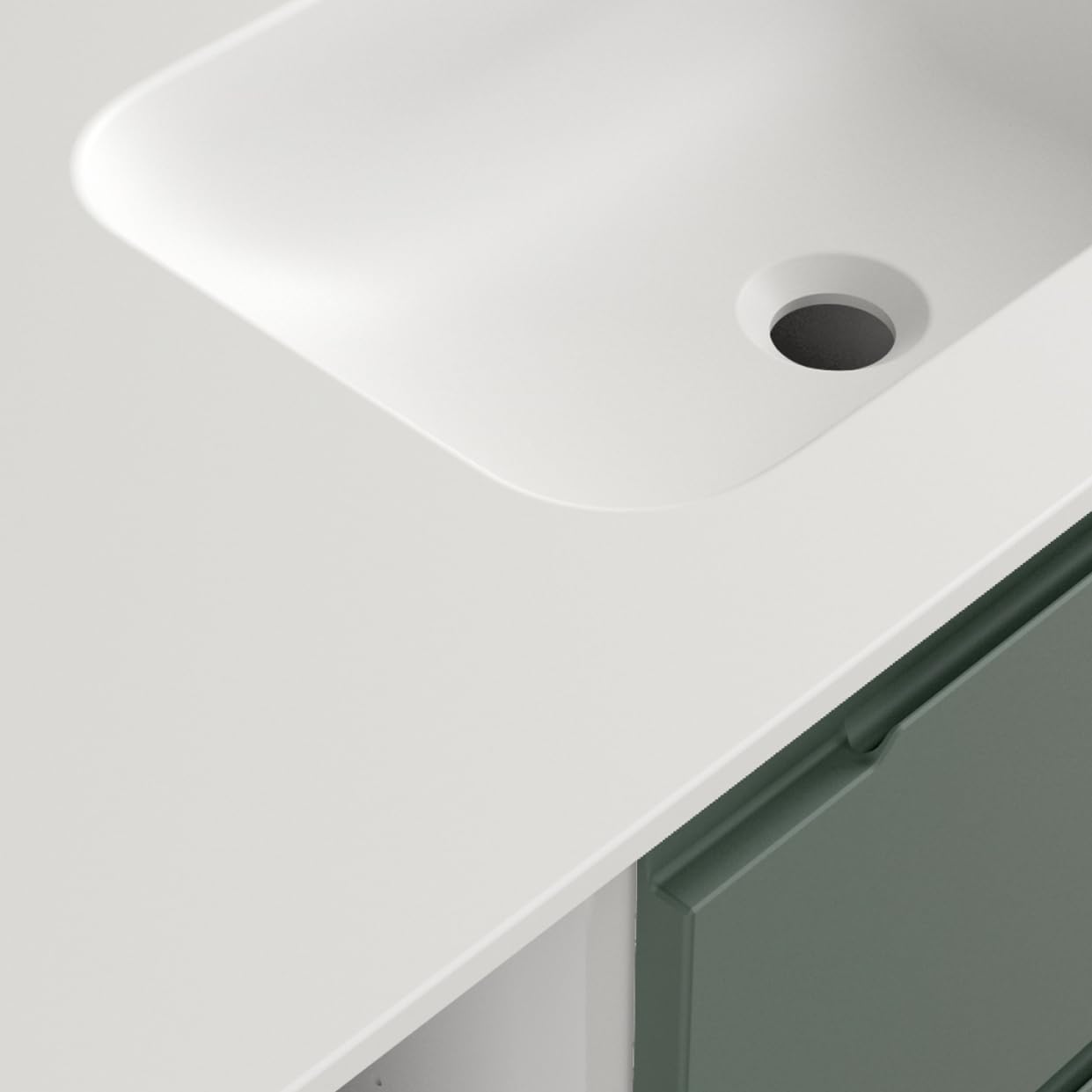 Diventa Modello Diva Star, Mobile Bagno sospeso 100cm con 2 cassetti spaziosi e lavabo dal design moderno, colore verde e bianco