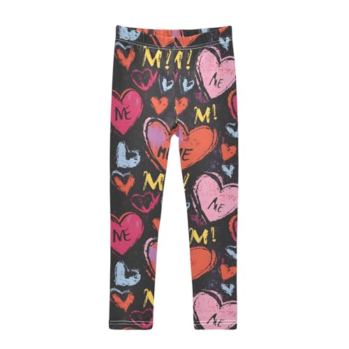 Hearts Black Background Girls Leggings Athletic Pants Tights Stretch Bottom