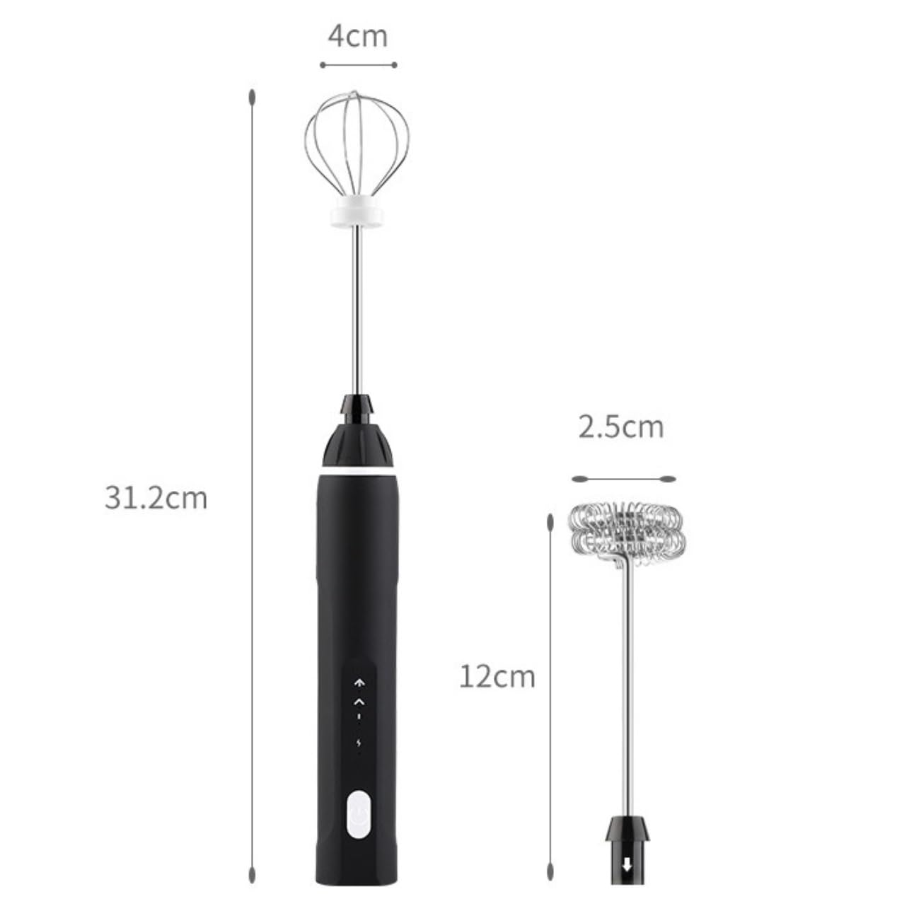 Espumador de Leche, Espumador De Leche De Mano Espumador De Batidor Eléctrico De Tres Velocidades Espumador De Leche Batidor De Carga USB Bubbler Leche para Capuchino(White)