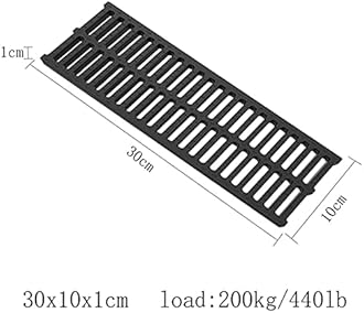 Drain Channel Strainers, Sewer Cover Grates, Kitchen Sewage Ditch，Trench Drainage, Linear Drain, Regular Trench Drain, for Garage Driveway Lawn (Color : Black, Size : 30x10x1cm)
