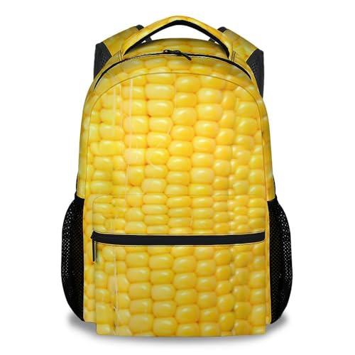 Backpacks for Boys, 17 Inch Funny Corn Backpack for Kids, Yellow Food Lightweight Bookbag for Middle High School