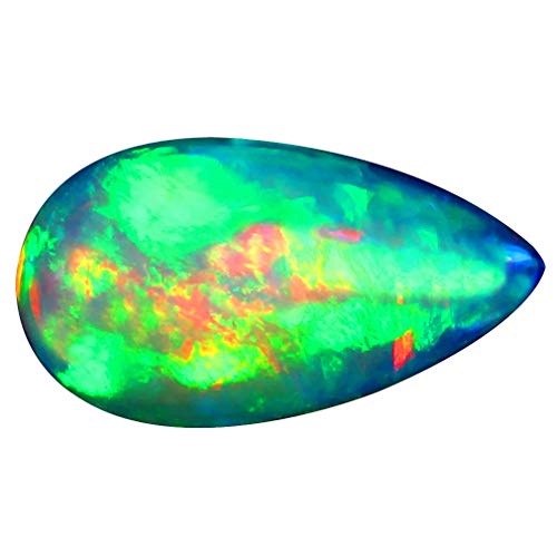 Opale arc-en-ciel éthiopienne naturelle de 2.99 ct taillée en poire cabochon pour haute joaillerie