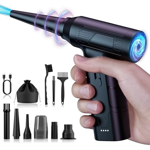 Cordless Electric Compressed Air Duster - 90000RPM Electric air Blower for Cleaning Keyboard, PC, Cameras, Electric Air Pump for Inflatable Cushions, Air Mattress Beds, Boats, Swimming Ring Cover