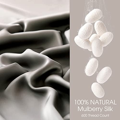 Image of 100% Silk Pillowcase for Hair and Skin Toddler Size 2 Pack Mulberry Silk Pillow Case 13 x 18 Inches Highest 6A Silk Kids /Travel Pillow Cover Soft Breathable Cooling with Hidden Zipper, Grey