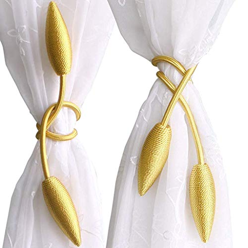 HASTHIP® Curtain Tiebacks Alloy Solid Free Size Curtain Holders Tieback Decorative Unique Design Drape Tie Backs, Pack of 2, gold, blackout