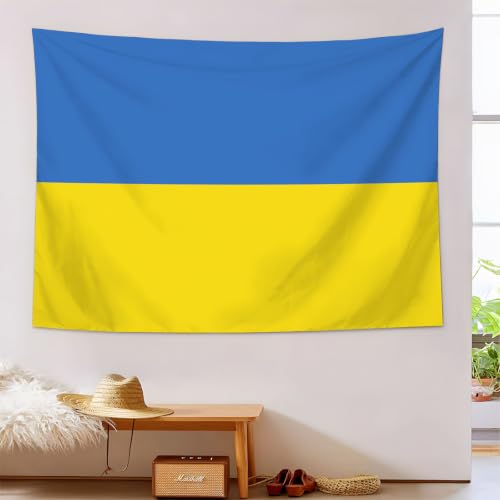 Tapisserie drapeau ukrainien bleu jaune 200x150cm pour décoration murale de salon