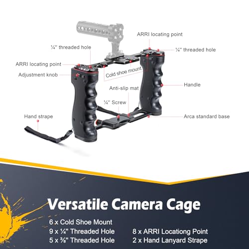 Image of Zeadio Camera Video Rig Cage, Aluminum Filmmaking Movie Making Kit, Compatible with All DSLR Camera and Camcorder
