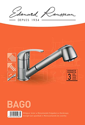 Edouard Rousseau Bago Sink Mixer Tap with 2 Jets Extendible Shower Head Flexible Double Stapled Hose 172 x 195 (Projection) mm - Image 2