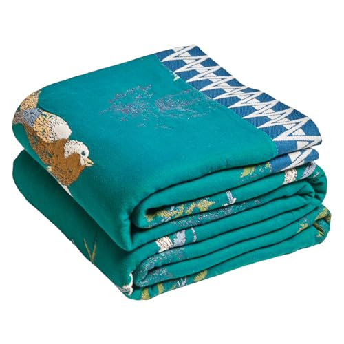 Image of MSGKV Boho Throw Blanket 50 inchx60 inch Aviary Botanical Cotton Throw Blanket