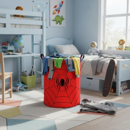 Image of Baby Laundry Hamper Basket Baby Hamper for Nursery Boy and Girl Cute Storage Bin Organizer Boho Room Decor(Spider Web)
