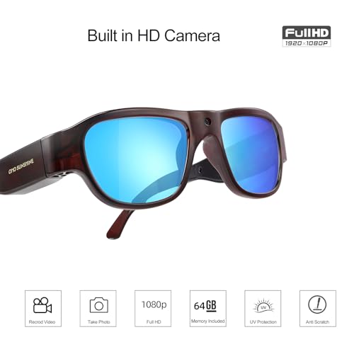Image of OhO sunshine Full HD Camera Sunglasses, Record-While-Charging, Water Resistant, UV Protection Lenses, Unisex, 64G Storage