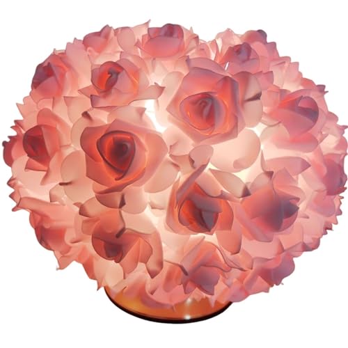 JingNian Lámpara de noche sencilla for niña, ideal for ambientes con rosas, con enchufe rosa, ideal for decorar la mesita de noche, el centro de la habitación, el escritorio o la fiesta.(Pink)
