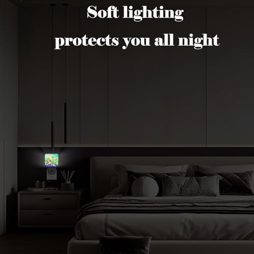 Image of Colorful Countryside Wildflowers Night Light,Plug Into Wall Decor for Stairway,Hallway,Kitchen,Dusk to Dawn Sensor Nightlights for Boys /Girls /Women /Men Room Gifts
