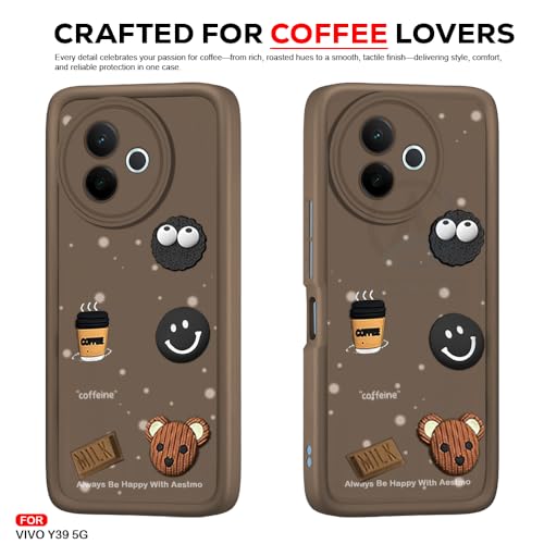 Image of AESTMO Back Case Cover for Vivo Y39 5G | Cute Fun Cartoon 3D Ball | Coffee Silicone Case | Full Body Protection | Camera Protection Back Cover for Vivo Y39 5G (Brown