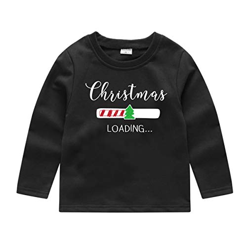 WINZIK Toddler Kids Boys Girls Christmas Sweatshirt Outfit Novelty Long Sleeve Crewneck Pullover Sweater Shirt Tops Clothing (110 for 2-3Y, Black)