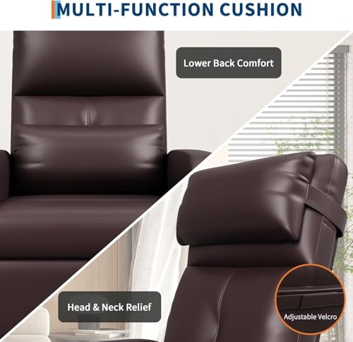 Sillón reclinable eléctrico piel sintética Marrón miniatura 5