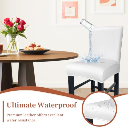 Image of PU Leather Bar Stool Covers with Backs Waterproof Bar Stool Chair Covers