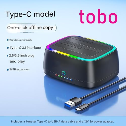 Image of Tobo Dual-Bay Hard Drive Station USB3.0 5Gbps SATA HDD Docking Station for 2.5 /3.5 inch HDD /SSD Enclosure Clone Offline Enclosure HDD Reader Enclosure Adapter HDD External Supports up to 22TB TD-YPZ230R