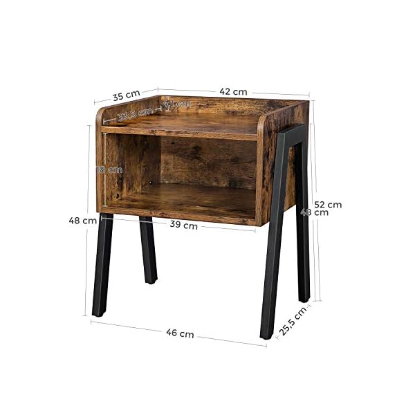 VASAGLE Side Table, Nightstand, Stackable End Table with Open Storage Compartment, Retro Rustic Chic, Industrial Accent Furniture with Steel Legs, Rustic Brown and Black LET54X - Image 8