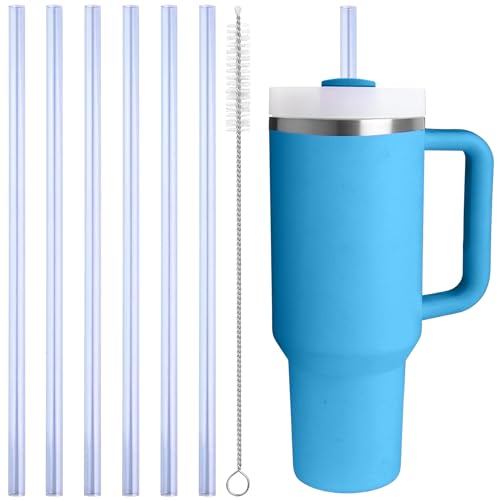 Image of Replacement Straw Compatible with 40 oz Stanley Quencher Tumbler, 12 Inch Extra Long Reusable Plastic Straws for 40 oz Cup, Blue-6 Pack
