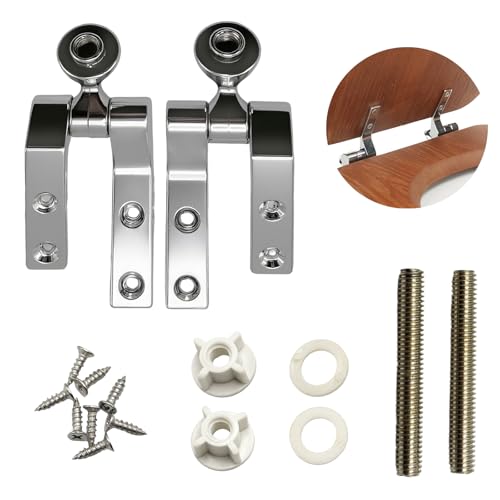 Loszaral Universal Toilet Seat Hinges Replacement Kit - Chrome-Plated Metal Hinge Set with Bolts...