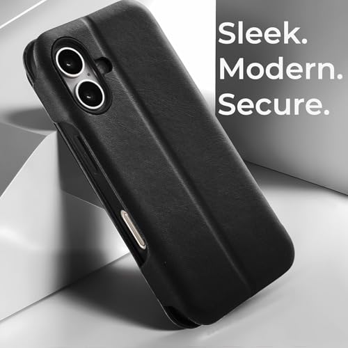 Image of PULOKA PU Leather Flip Cover Compatible with iPhone 17 - Wallet Case with Card Slot, Magnetic Closure & Kickstand Stand Function (Black)