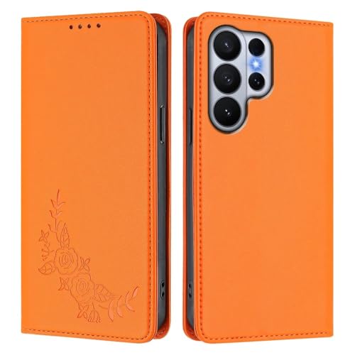 Étui à rabat Samsung Galaxy A15 4G/5G en cuir orange