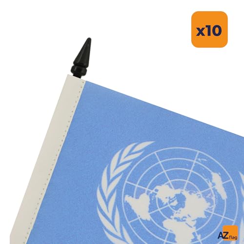 Drapeau de table ONU 15x10 cm en polyester AZ FLAG pour décoration bureau et conférence