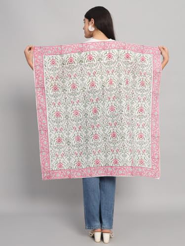 Image of Ravaiyaa - Attitude is everything Sanganer Hand Block Printed Scarves Pure Cotton Scarf Square Hijab Dupatta 40 inch X 40 inch Inch