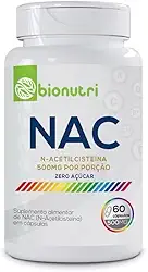Nac N-Acetilcisteína - 60 cápsulas 500mg - Zero Açúcar - Bionutri