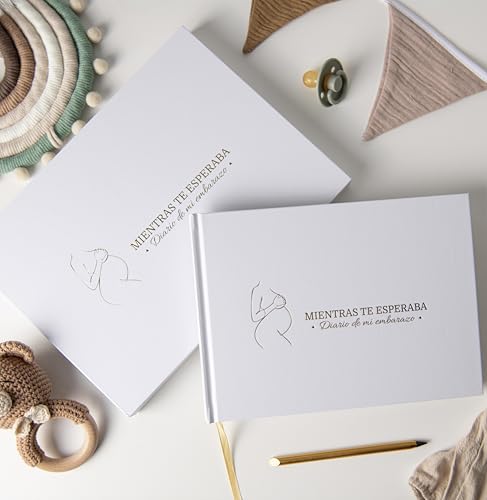 PROENMU® Diario Embarazo + Lápiz Metálico + Caja Regalo con Cierre Magnético | Album Embarazo | Libro Embarazo | Agenda Embarazo | Regalos Embarazadas Originales
