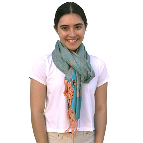 SILVERFEVER Women’s Shawl Vintage Jacquard Paisley Pashmina Special Occasion Wrap Evening Scarf Double Sided Stole2