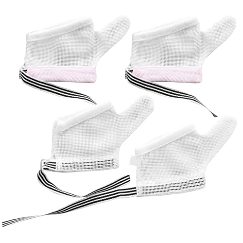 2 Pairs of Infant Thumb Sucking Gloves Adjustable Anti-Sucking Protector for Babies Mesh Fabric M Size for Thumb Sucking Prevention