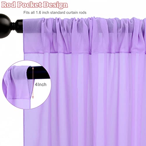 Image of FOTSHARER Wedding Ceiling Drapes 5x30FT 2 Panels Lavender Wedding Arch Draping Chiffon Fabric Ceiling Drapery for Weddings Ceremony Tent Drapes for Events Sheer Drape for Backdrop Canopy Decoration