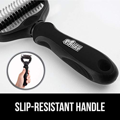 Gorilla Grip Stainless Steel Pet Grooming Rake, Comfort Handle, Dematting And Deshedding Dog Brush, Prevent Mats And Tangles, 2 Sided Cats And Dogs Hair Comb, Groom Short Long Undercoat Fur, Black #TOP3