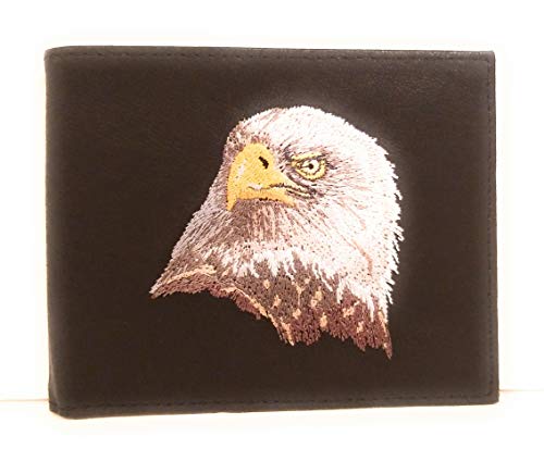 Embroidered Genuine Leather Bifold Men's Wallet Billfold