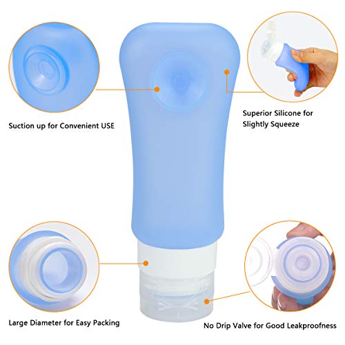 AOUTACC 5 Pack TSA Approved Travel Bottles Sets, 3 Ounce Leakproof Silicone Toiletry Tubes Travel Containers Travel Size Bottles Portable Leakproof for Shampoo Lotion Toiletries2